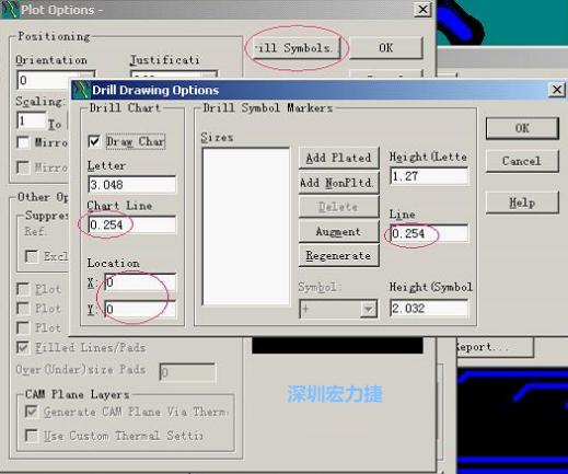 轉(zhuǎn)孔圖時也需在Customize Document欄點(diǎn)擊Option，在彈出的Plot Options-窗口中選擇Drill Symbols