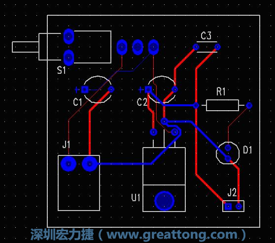 圖5 使用雙面板做自動(dòng)布線