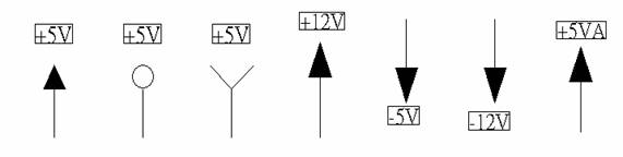 電源符號有下列幾種，可使用鍵盤 [Ctrl + Tab] 鍵切換：