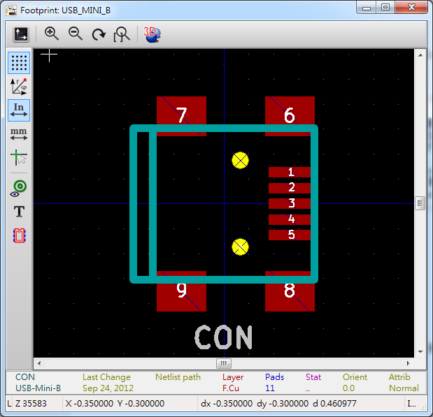 miniUSB 連接器的Footprint
