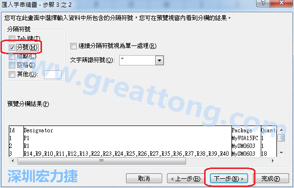 新增一個新的Excel文檔，[資料]匯入[從文字檔]，然后選擇剛產生的BOM (.csv)檔案，并以"分號"作為分隔符號。