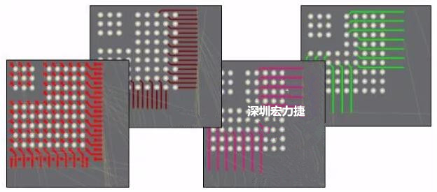 扇出及逃逸時布線是根據(jù)適用的設(shè)計(jì)規(guī)則來進(jìn)行的。